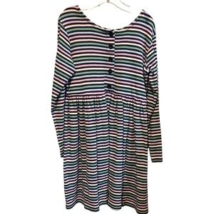 Hanna Andersson Girls Lavender Blue Green Stripe Play Day Dress 130 CM 8 PERU